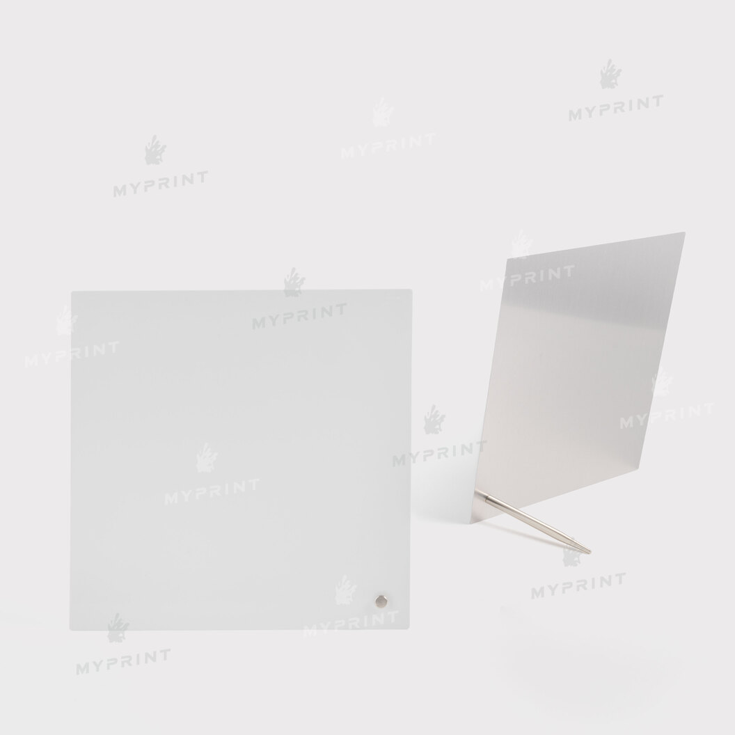 Photo frame for sublimation, metal with metal support, glossy white, 203.2*203.2 mm, thickness 0.65 mm (12226) - фото 4 - Blanks for sublimation