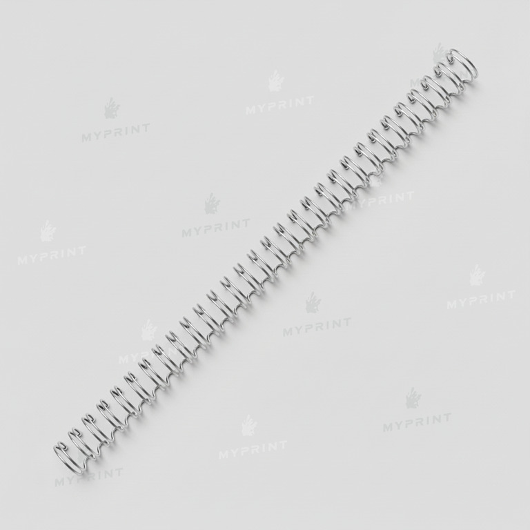 Double-loop wire binding for A4, 3:1, 34 loops, 9,5 mm, silver, 100 pcs. (12767) 