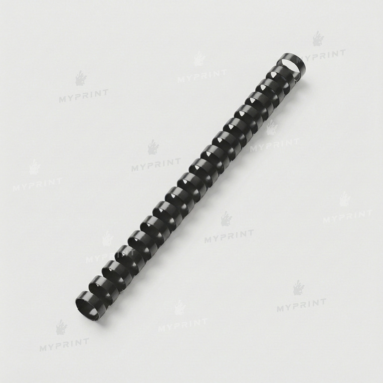 Пластиковая пружина (гребенка) для брошюровки А4, 21 петля, 16 мм, черная, 100 шт. (12747) 