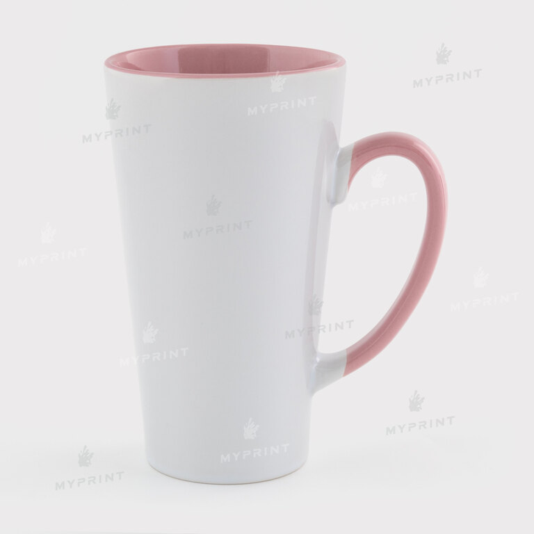 Sublimation Latte Mug Colored Inside with Colored Handle pink 17 Oz (500 ml) (12660) 