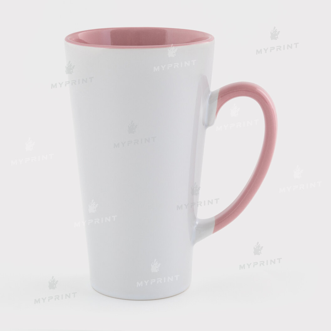 Sublimation Latte Mug Colored Inside with Colored Handle pink 17 Oz (500 ml) (12660) - фото 1 - Blanks for sublimation