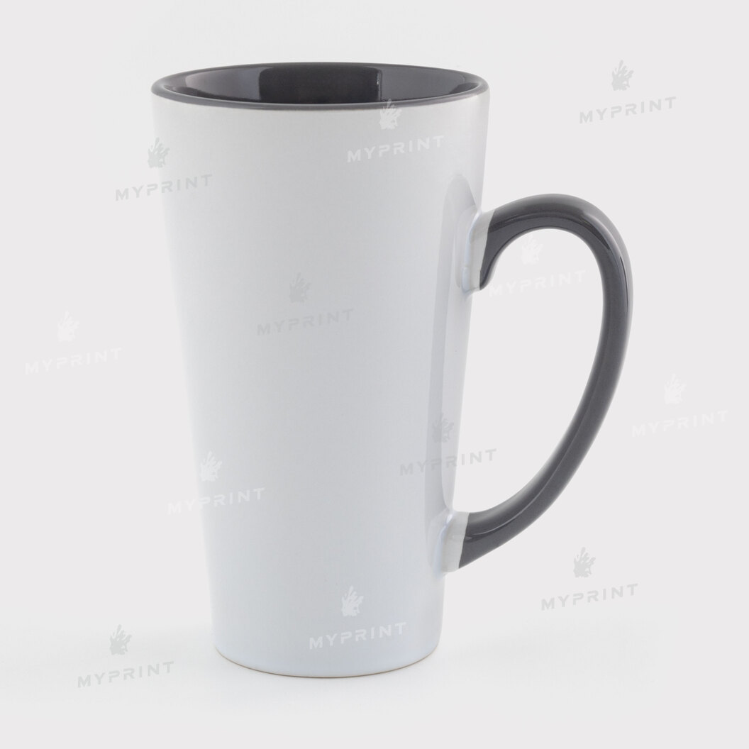 Sublimation Latte Mug Colored Inside with Colored Handle gray 17 Oz (500 ml) (12663) - фото 1 - Blanks for sublimation
