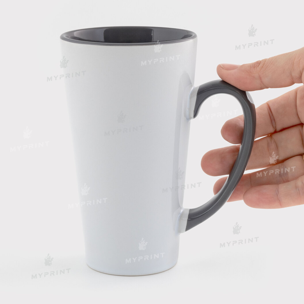 Sublimation Latte Mug Colored Inside with Colored Handle gray 17 Oz (500 ml) (12663) - фото 2 - Blanks for sublimation