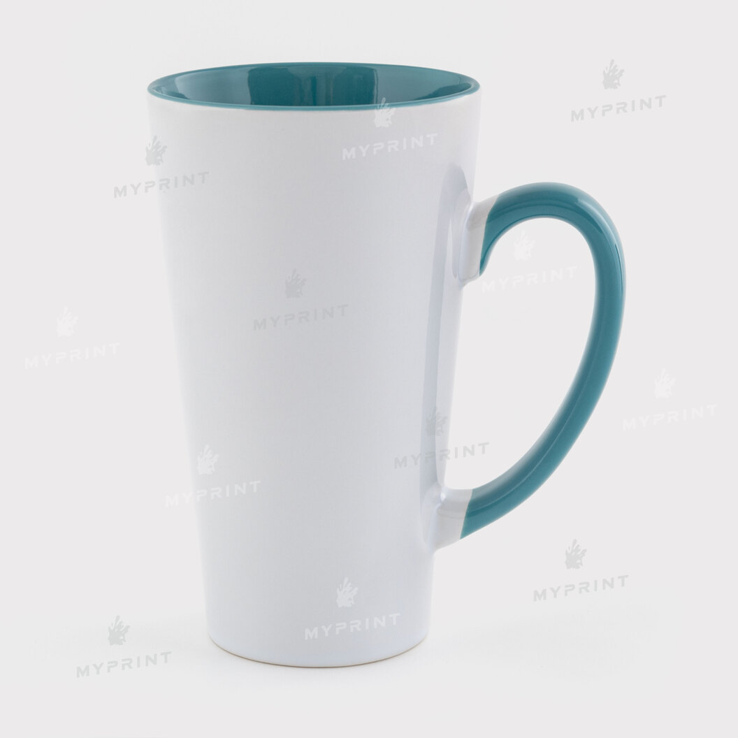 Sublimation Latte Mug Colored Inside with Colored Handle ocean blue 17 Oz (500 ml) (12664) - фото 1 - Blanks for sublimation