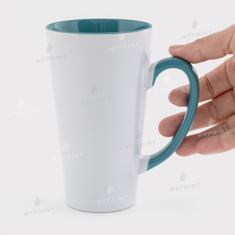Sublimation Latte Mug Colored Inside with Colored Handle ocean blue 17 Oz (500 ml) (12664) 