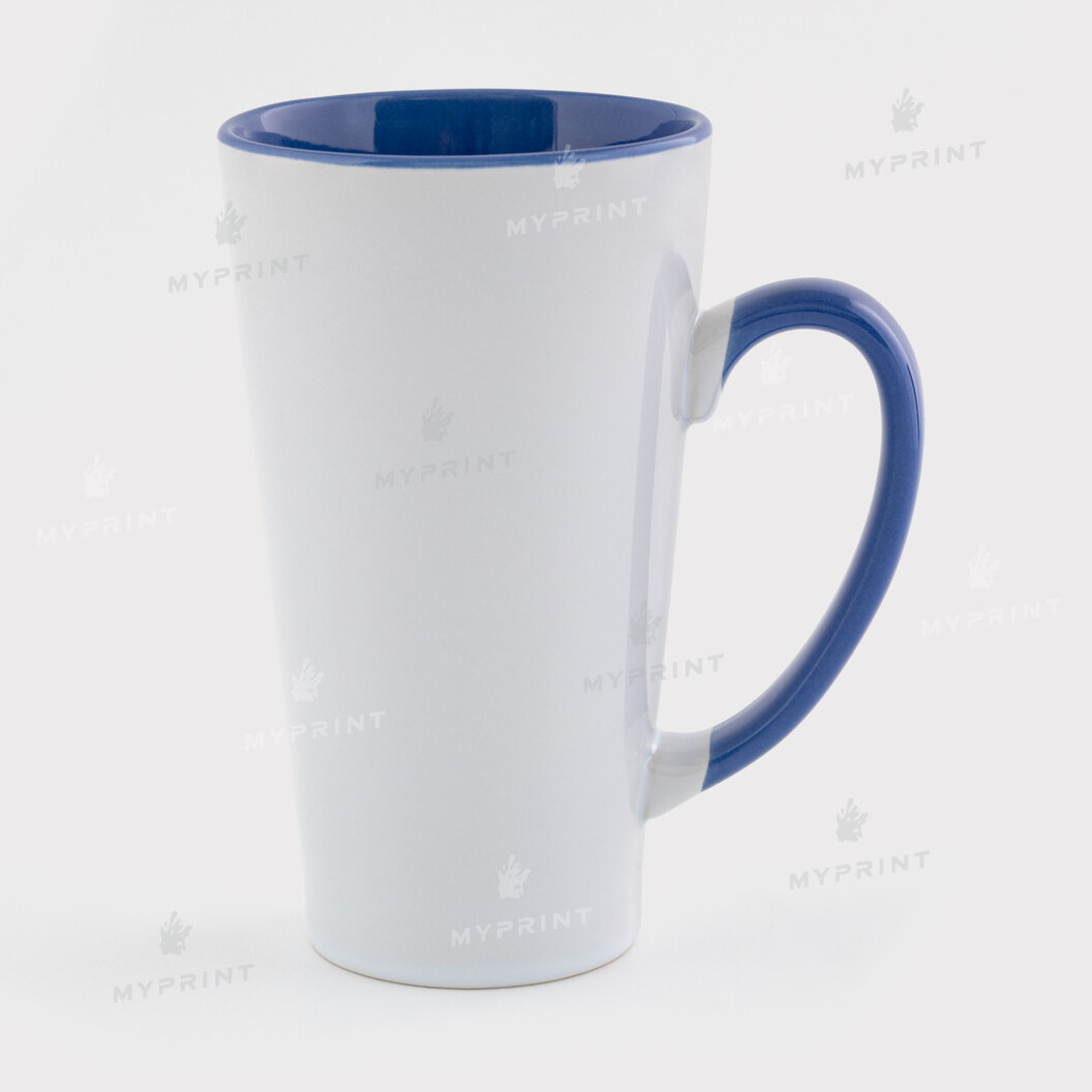 Sublimation Latte Mug Colored with Colored Handle blue 17 Oz (500 ml) (12666) - фото 1 - Blanks for sublimation