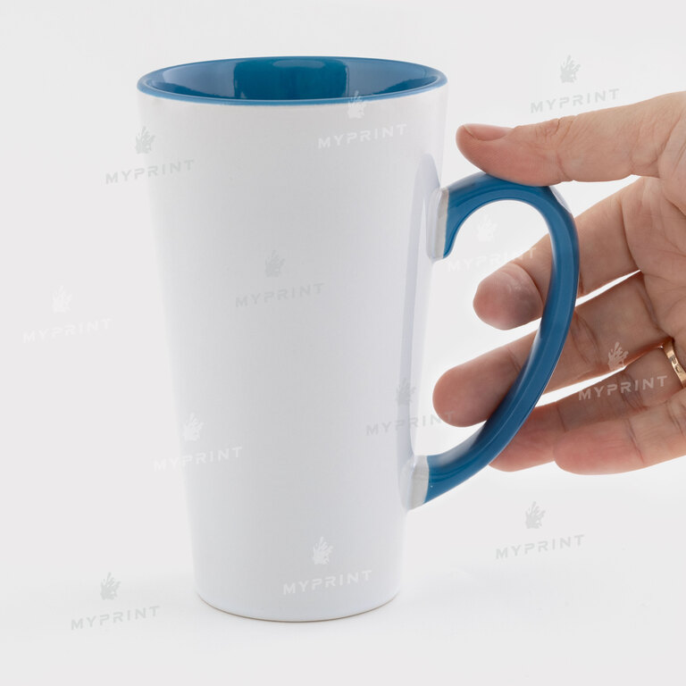 Sublimation Latte Mug Inside with Colored Handle light blue 17 Oz (500 ml) (12667) 