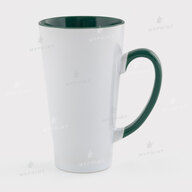 Sublimation latte Mug color with colored handle dark green 17 Oz (500 ml) (12668) - фото 1 Sublimation latte Mug color with colored handle dark green 17 Oz (500 ml) (12668) - фото 1 - Blanks for sublimation