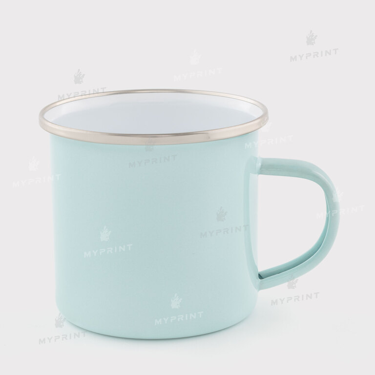 Sublimation mug metal enamel green with silver rim 11 oz (330 ml) (12831) 