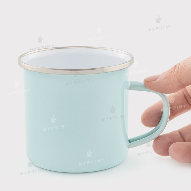 Sublimation mug metal enamel green with silver rim 11 oz (330 ml) (12831) 
