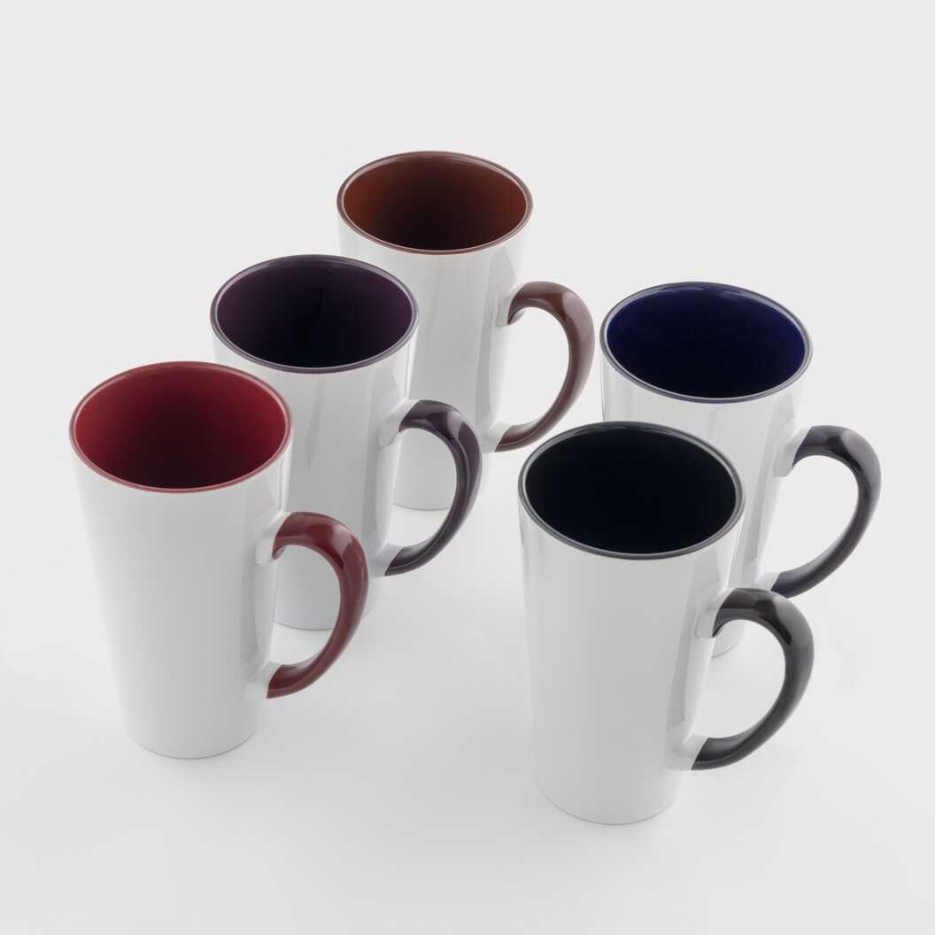 Sublimation Latte Mug Colored Inside with Colored Handle brown 17 Oz (500 ml) (12661) - фото 3 - Blanks for sublimation