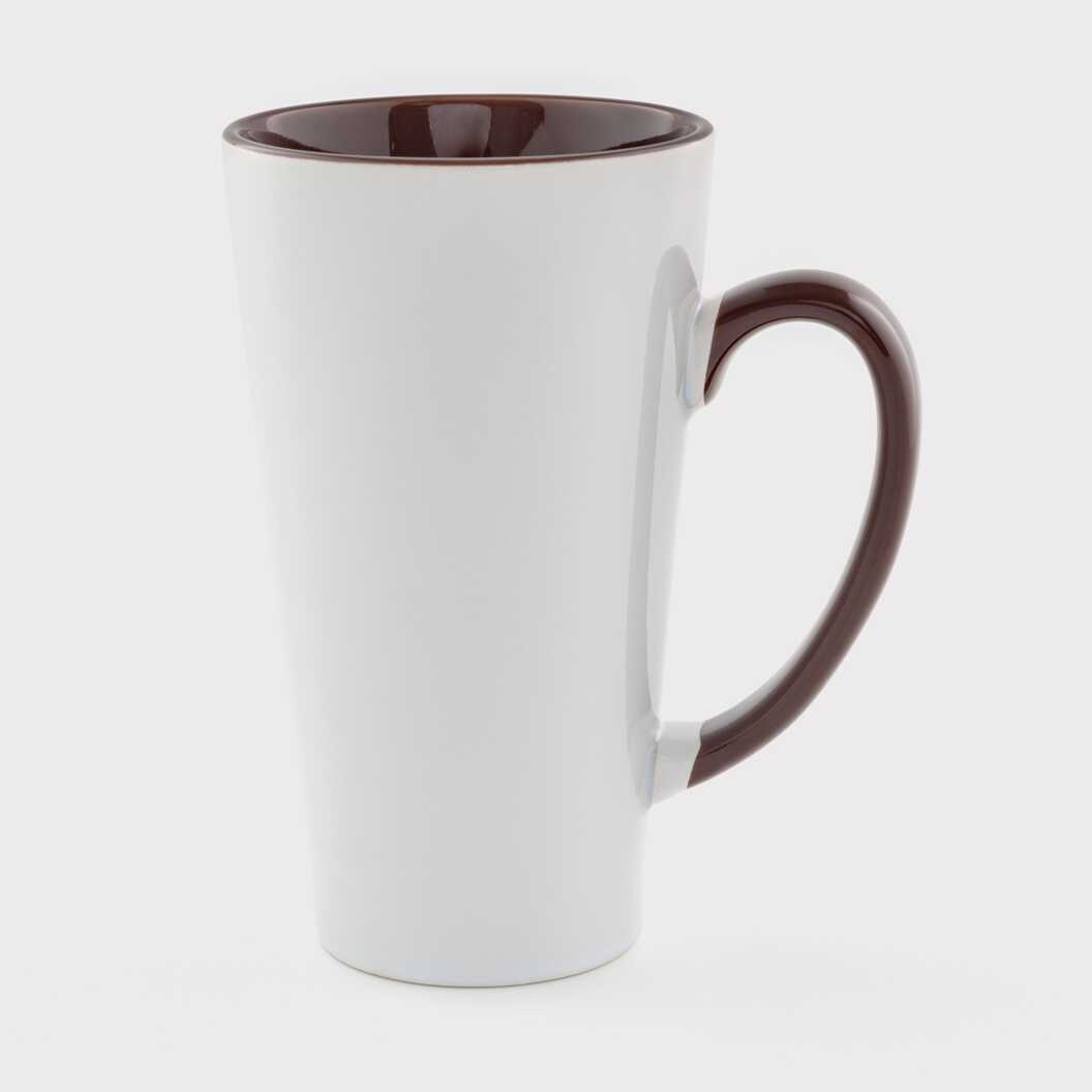 Sublimation Latte Mug Colored Inside with Colored Handle brown 17 Oz (500 ml) (12661) - фото 1 - Blanks for sublimation