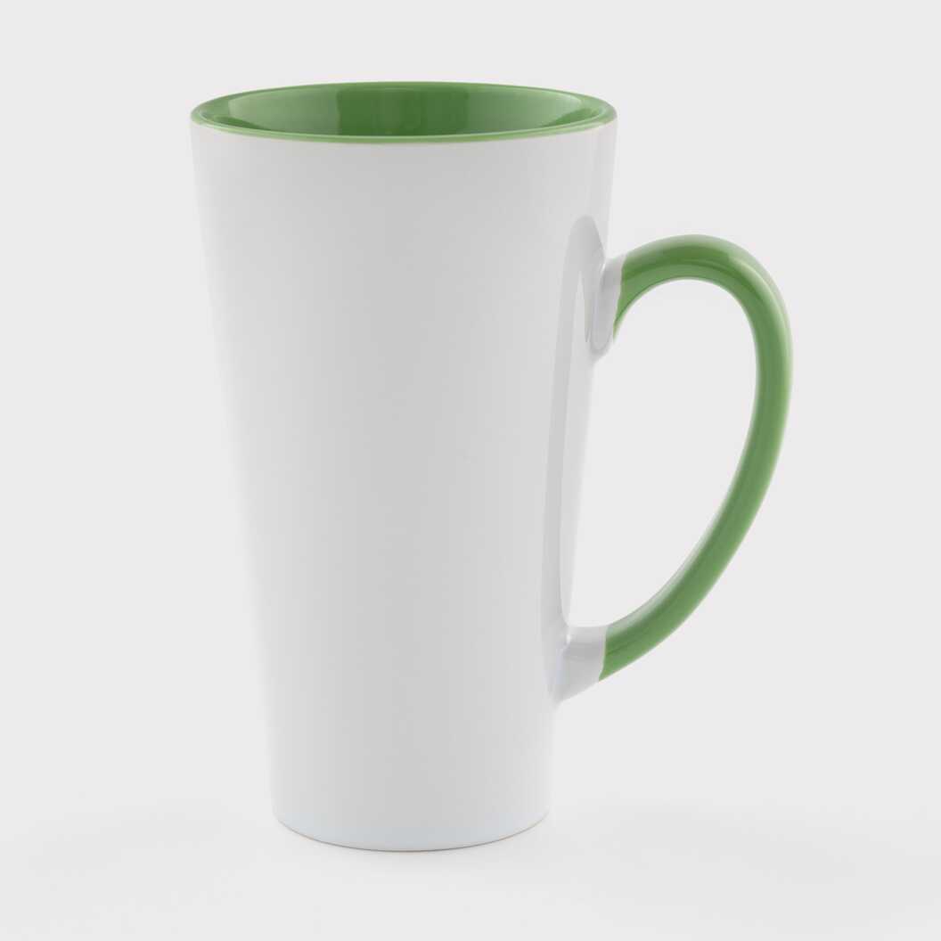Sublimation Latte mug Inside with Colored Handle Green 17 Oz (500 ml) (12669) - фото 1 - Blanks for sublimation