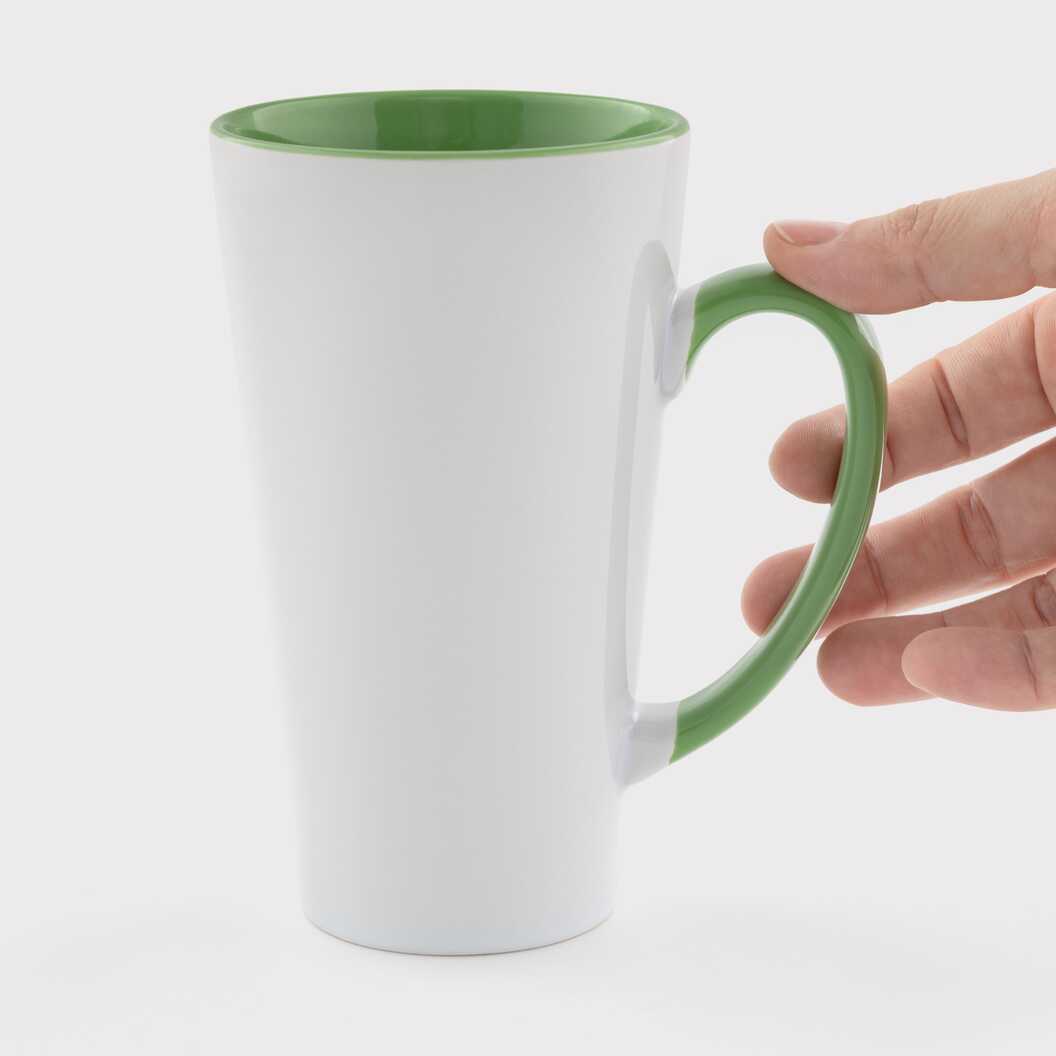Sublimation Latte mug Inside with Colored Handle Green 17 Oz (500 ml) (12669) - фото 2 - Blanks for sublimation