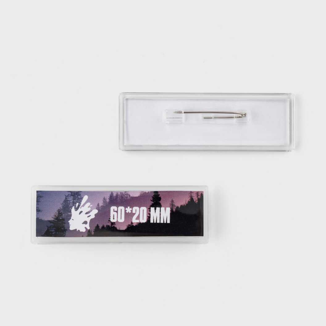 The blank for the acrylic badge is rectangular 20*60 mm (6036) - фото 1 - Equipment and blanks for badges magnets key rings