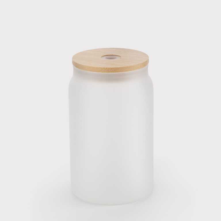 Банка для сублимации со стеклянной трубочкой и деревянной крышкой стеклянная матовая (400 мл) (12846) Банка для сублимации со стеклянной трубочкой и деревянной крышкой стеклянная матовая (400 мл) (12846)