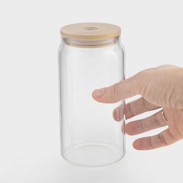 Glass for sublimation in the form of a transparent glass jar (500 ml) (12843) Glass for sublimation in the form of a transparent glass jar (500 ml) (12843)