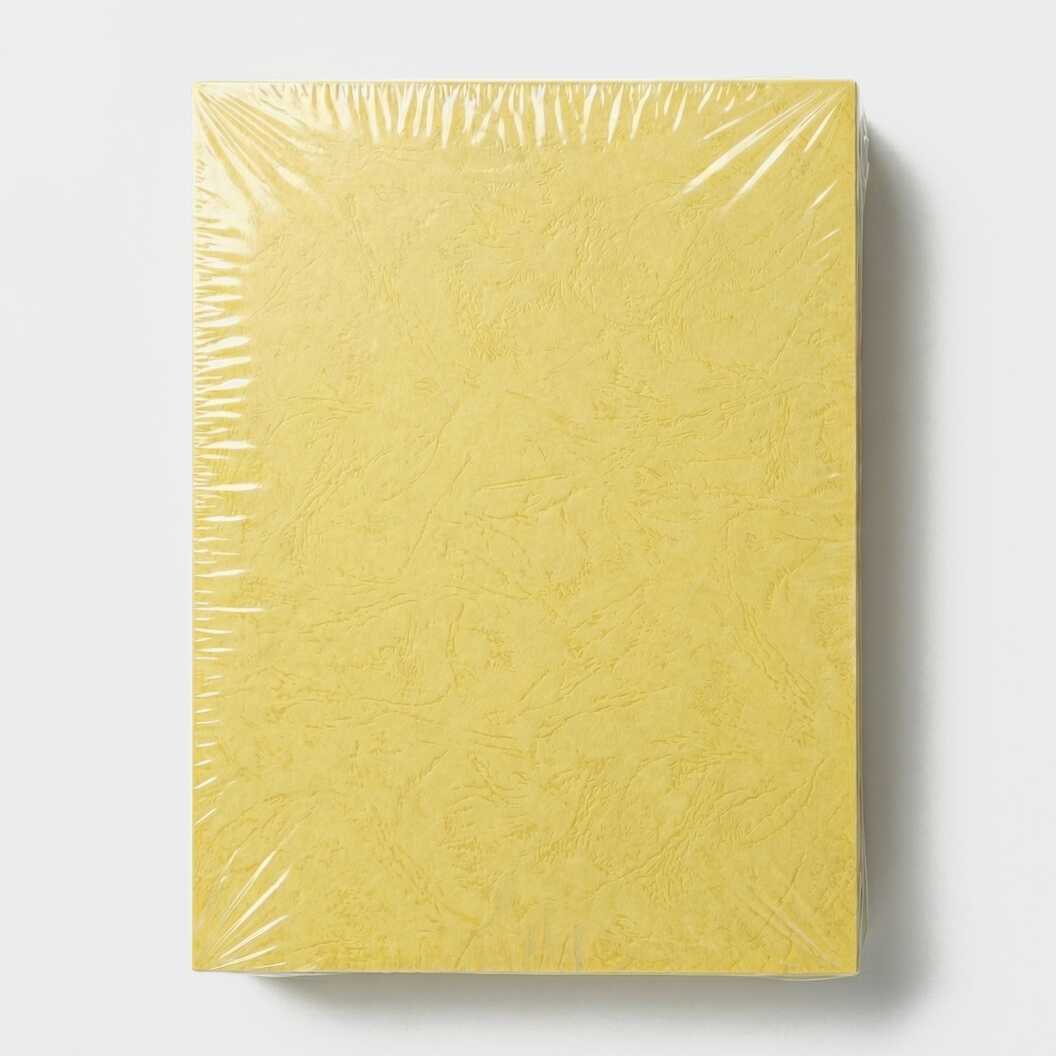 Обкладинка картонна для брошурування А4, тиснення шкіра, 230 г/м², жовта, 100 аркушів (12801) - фото 2 - Поліграфічне обладнання і матеріали