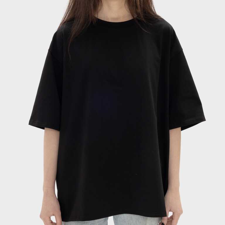 Футболка жіноча оверсайз бавовна / еластан 200 г/м², чорна, XS/S (13068) 
