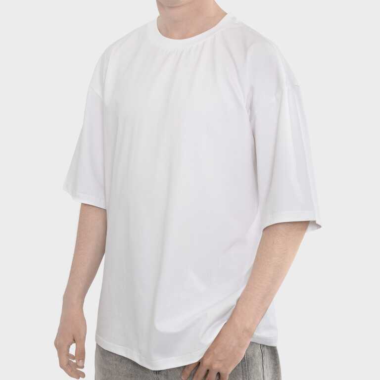 Футболка чоловіча оверсайз бавовна / еластан 200 г/м², біла, L/XL (13072) 