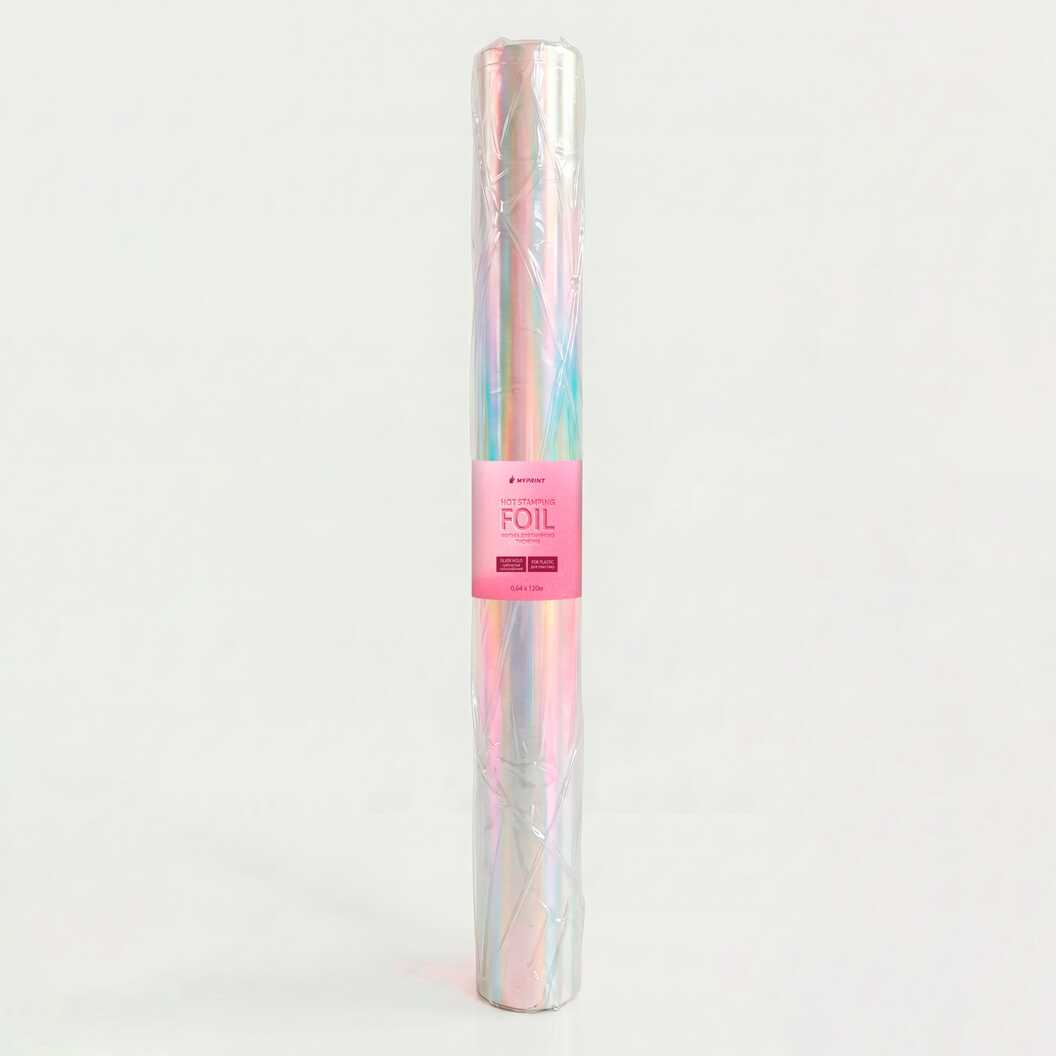 Фольга для горячего тиснения My Print Silver Holographic PV20-01BW для пластика, рулон 0,64*120 м (11613) - фото 1 - Полиграфическое оборудование и материалы