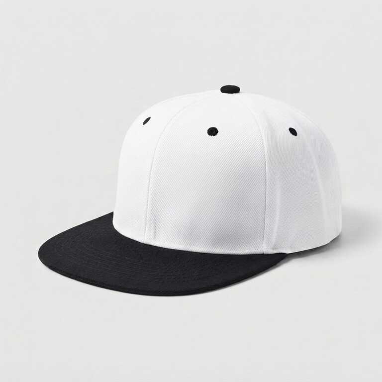 Кепка с прямым козырьком snapback белая с черным козырьком (13272) 