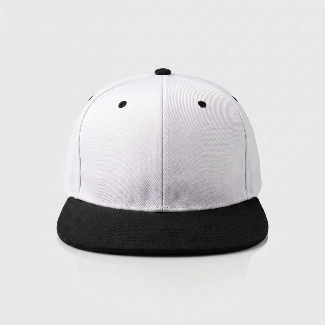Кепка с прямым козырьком snapback белая с черным козырьком (13272) - фото 2 - Заготовки для сублимации